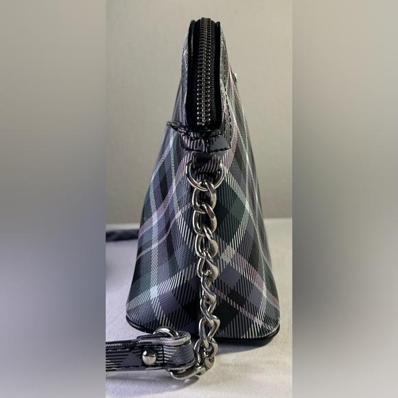 Steve Madden Maggie Plaid print Dome Crossbody Purse Bag green black purple - Picture 3 of 10